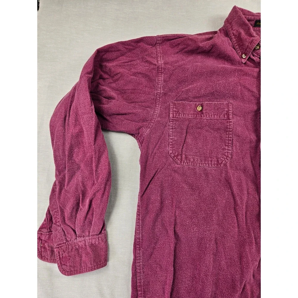 Eddie Bauer Bainbridge Flannel Shirt Mens Large Burgundy Purple Cotton Button Up